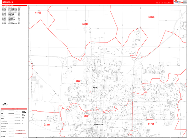 Normal Zip Code Wall Map