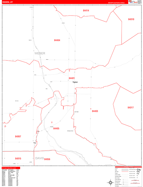 Ogden Zip Code Wall Map