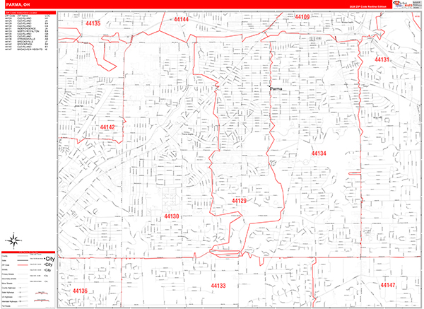 Parma Zip Code Wall Map