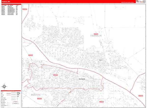 Pasco Zip Code Wall Map