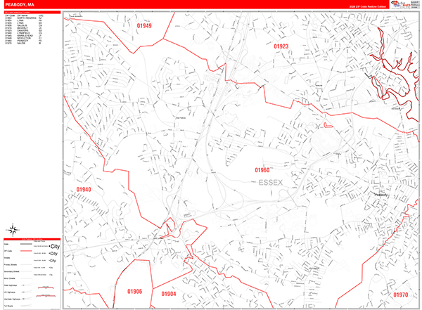 Peabody Zip Code Wall Map