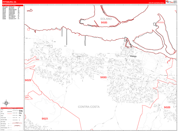 Pittsburg Zip Code Wall Map