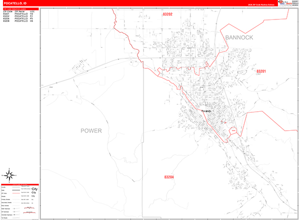 Pocatello Zip Code Wall Map