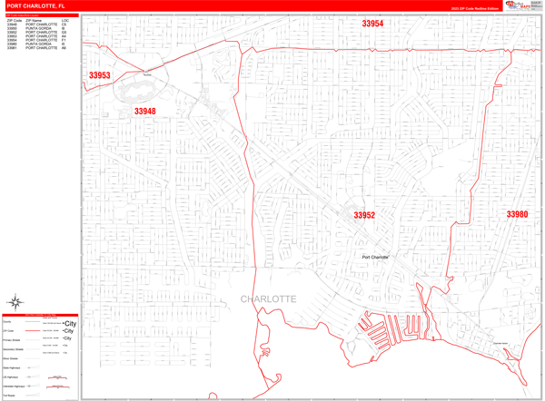 Port Charlotte Florida 5 Digit Zip Code Maps - Red Line