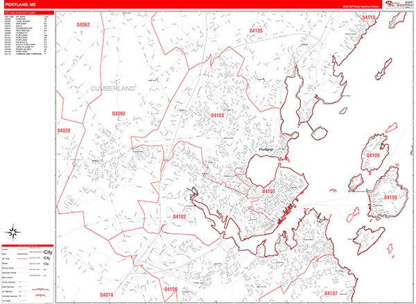Portland Zip Code Wall Map