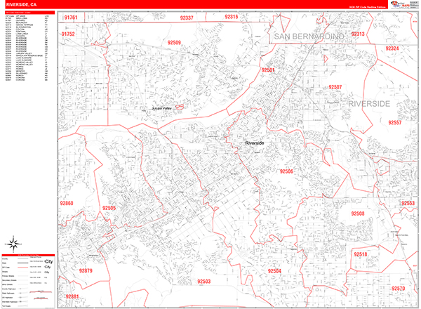 Riverside Zip Code Wall Map