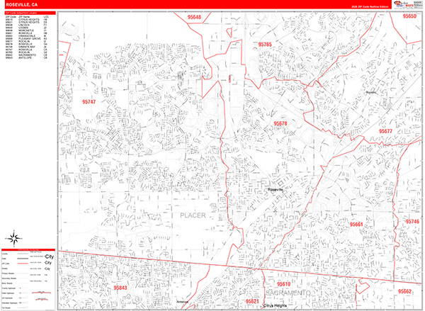 Roseville Zip Code Wall Map