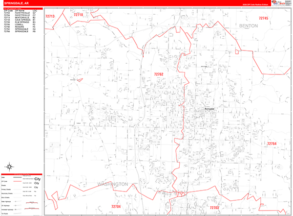 Springdale Zip Code Wall Map