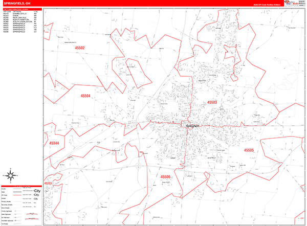 Springfield Zip Code Wall Map