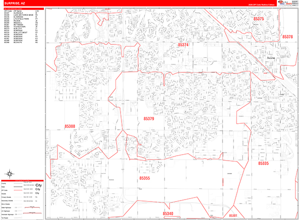 Surprise Zip Code Wall Map