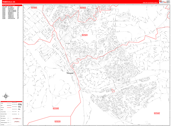Temecula Zip Code Wall Map