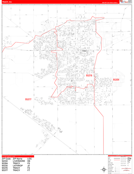 Tracy Zip Code Wall Map