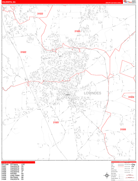 Valdosta Zip Code Wall Map