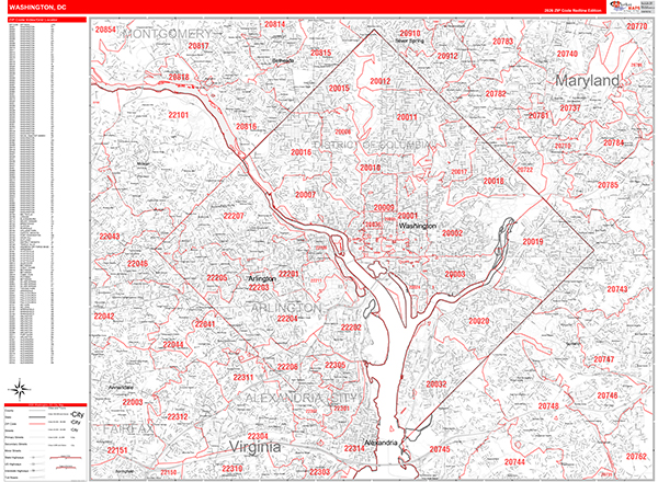 Washington Zip Code Wall Map