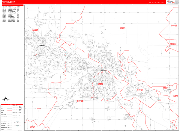 Waterloo Zip Code Wall Map