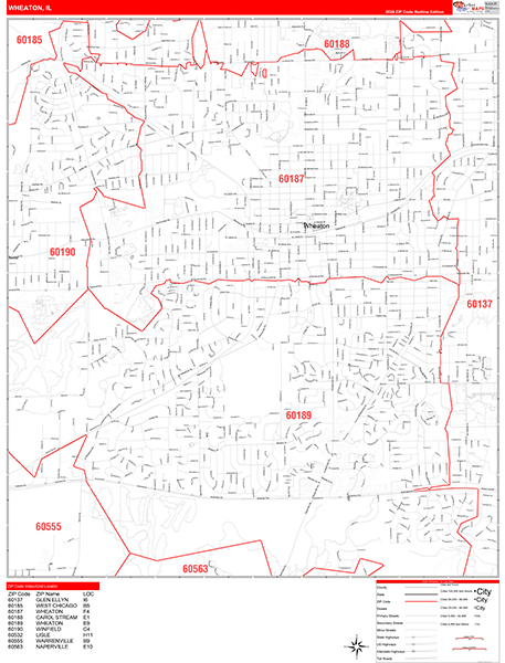 Wheaton Zip Code Wall Map