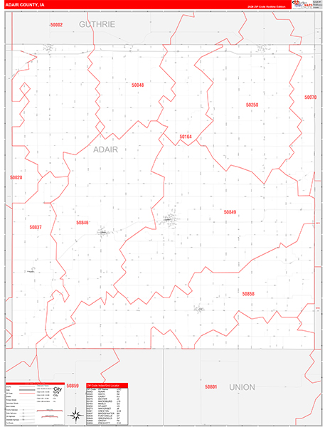 Adair County, IA Zip Code Map