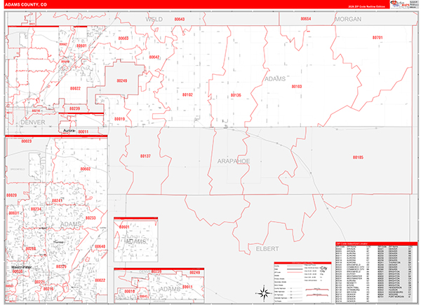 Adams County, CO Zip Code Map