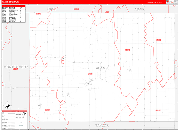 Adams County, IA Zip Code Map
