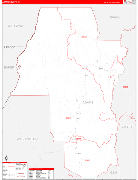 Adams County, ID Carrier Route Wall Map