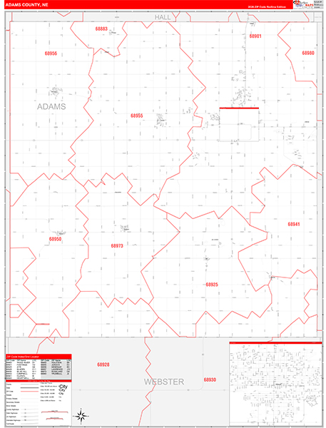 Adams County, NE Zip Code Map