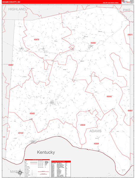Adams County, OH Zip Code Map