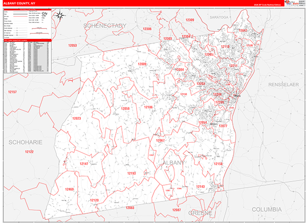 Albany County, NY Zip Code Map