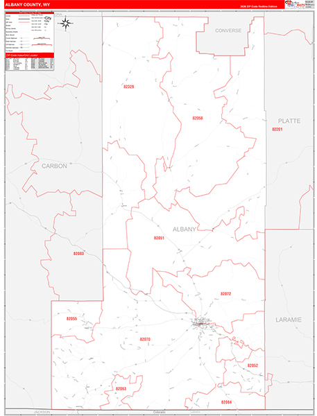 Albany County, WY Zip Code Map
