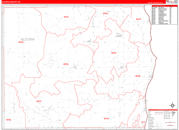 Alcona County, MI Zip Code Map