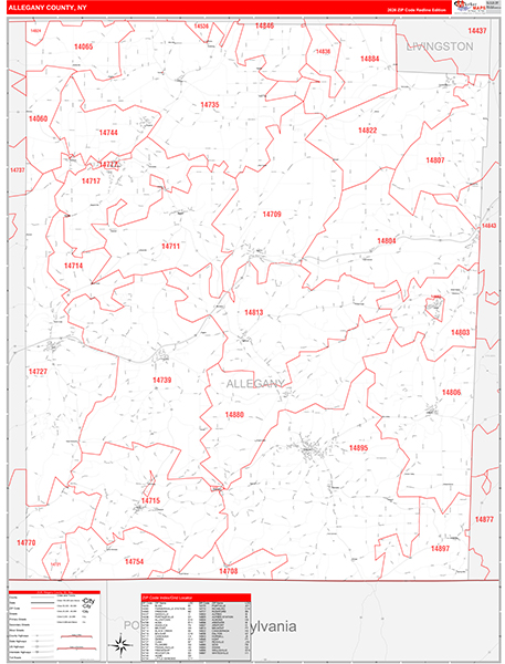 Allegany County, NY Zip Code Map