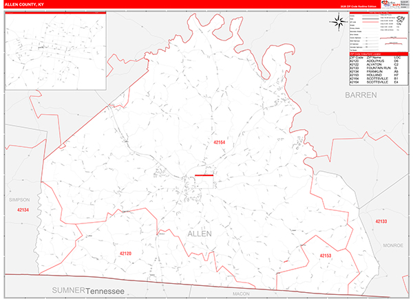 Allen County, KY Zip Code Map