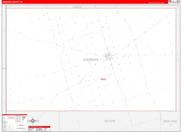 Andrews County, TX Zip Code Map