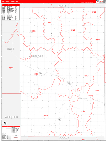 Antelope County, NE Zip Code Map