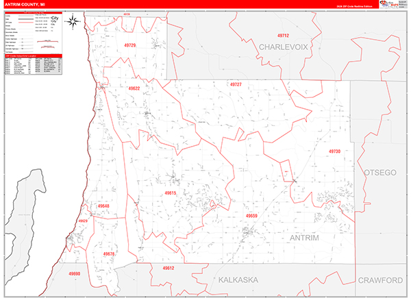 Antrim County, MI Zip Code Map