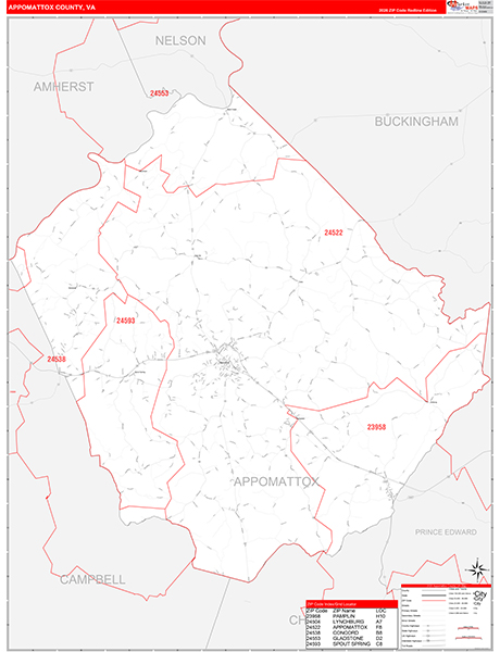 Appomattox County, VA Zip Code Map