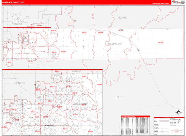 Arapahoe County, CO Zip Code Map