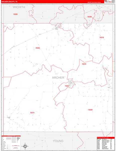 Archer County, TX Zip Code Map