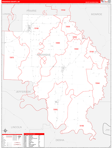 Arkansas County, AR Zip Code Map