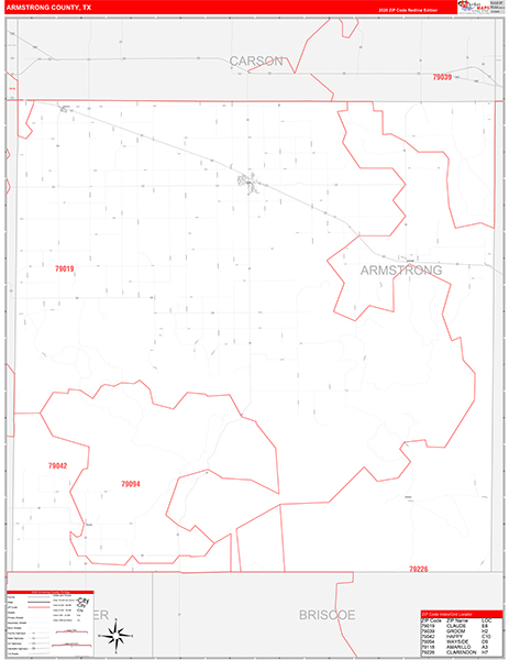 Armstrong County, TX Zip Code Map