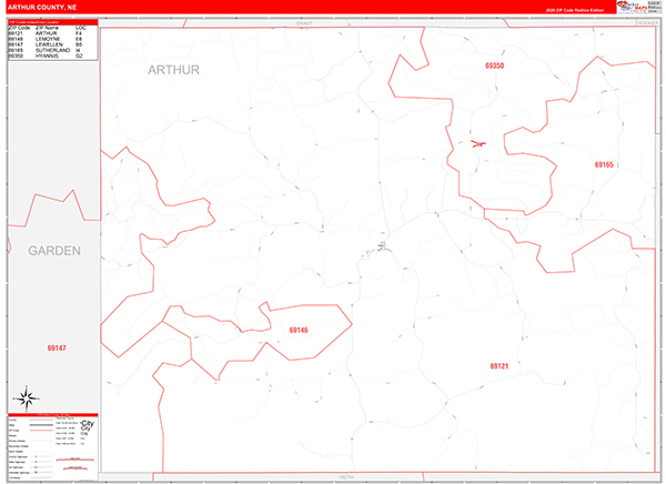Arthur County, NE Zip Code Map