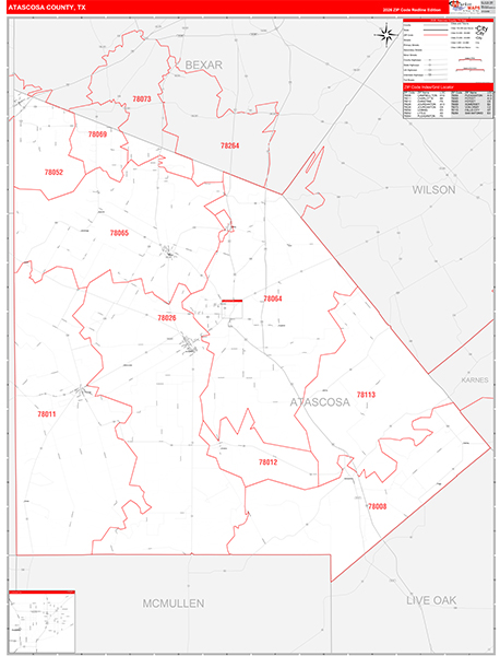 Atascosa County, TX Zip Code Map