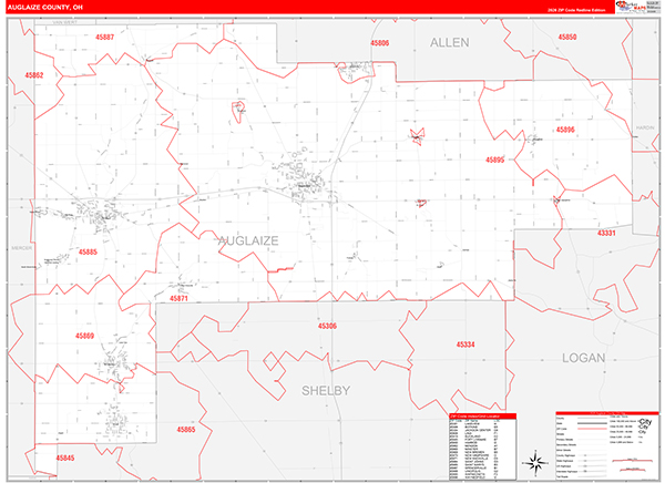 Auglaize County, OH Zip Code Map