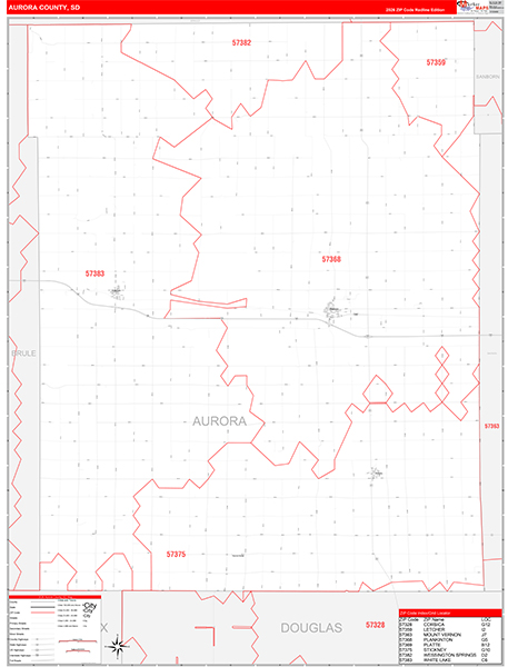 Aurora County, SD Zip Code Map