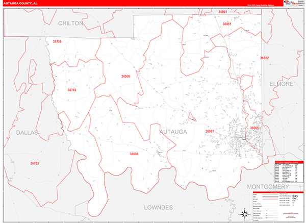 Autauga County, AL Zip Code Map