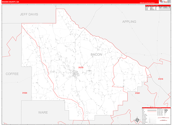 Bacon County, GA Zip Code Map