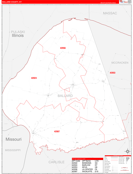 Ballard County Digital Map Red Line Style