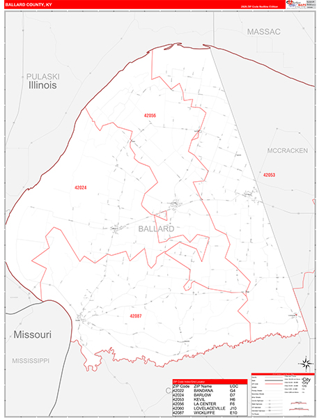 Ballard County, KY Zip Code Map