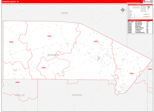 Bandera County, TX Zip Code Map