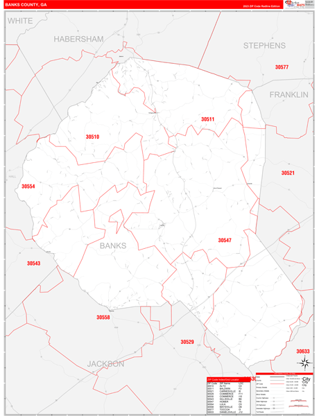 Banks County, GA Zip Code Map