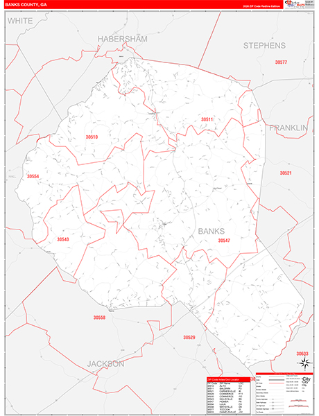 Banks County, GA Zip Code Map